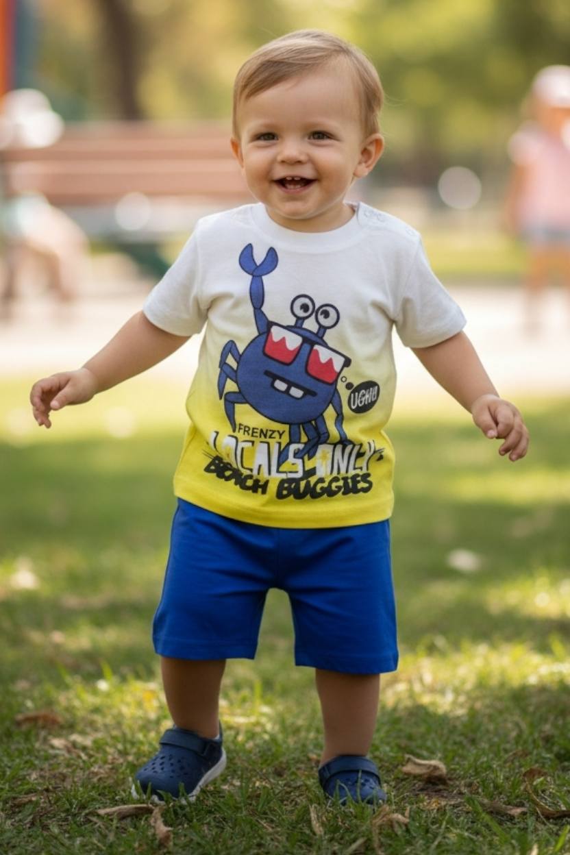 Σετ μπλούζα με τύπωμα και βρεμούδα μπλε "LOCALS ONLY"