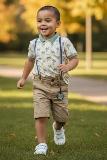 Βερμούδα cinos με τιράντες 100%cotton- ταμπά - Image 5