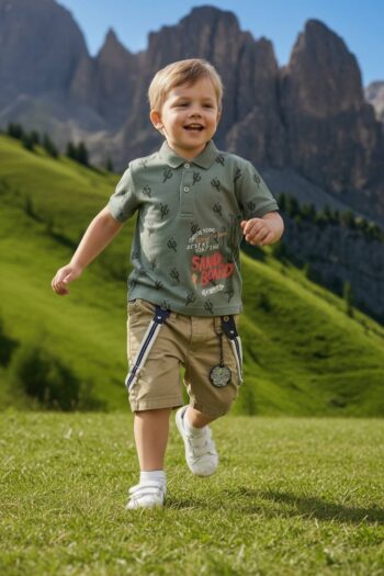 Βερμούδα cinos με τιράντες 100%cotton- ταμπά - Image 2