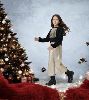 Παντελόνι δερμάτινη 3/4 χρυσο - Image 3