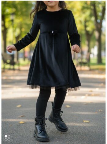 Φόρεμα βελούδο μαύρο χρώμα - Image 2