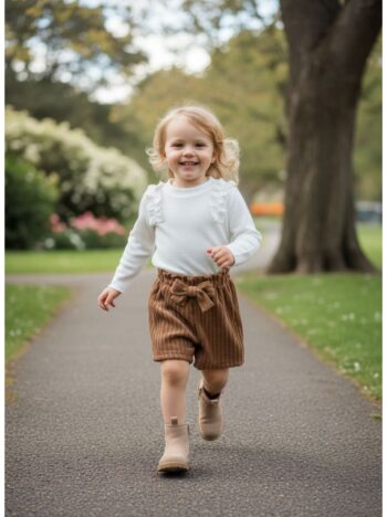 Σετ με σορτσάκι και πλεκτο μπλουζάκι εκρού χρώμα - Image 1