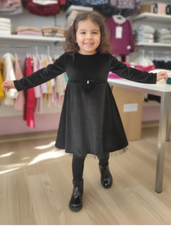 Φόρεμα βελούδο μαύρο χρώμα - Image 1