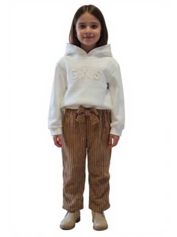 Σετ φούτερ λευκο με κοτλέ παντελόνι - Image 1