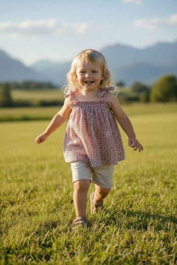Σετ με κεντημένο τοπάκι και σορτς - Εμπριμέ - Image 1