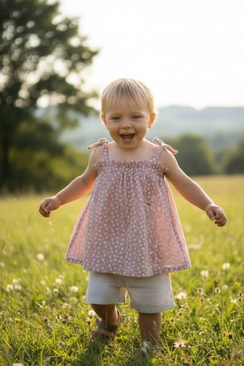 Σετ με κεντημένο τοπάκι και σορτς - Εμπριμέ - Image 4