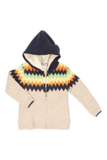 Πλεκτή ζακέτα με κουκούλα και επένδυση 45-3905 - Image 3