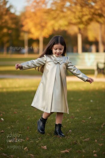 Φόρεμα χρυσο δερματίνη - Image 2