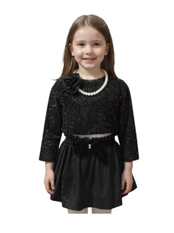 Σετ τοπ με παγιετα και μπάλου βελούδο φούστα - Image 1