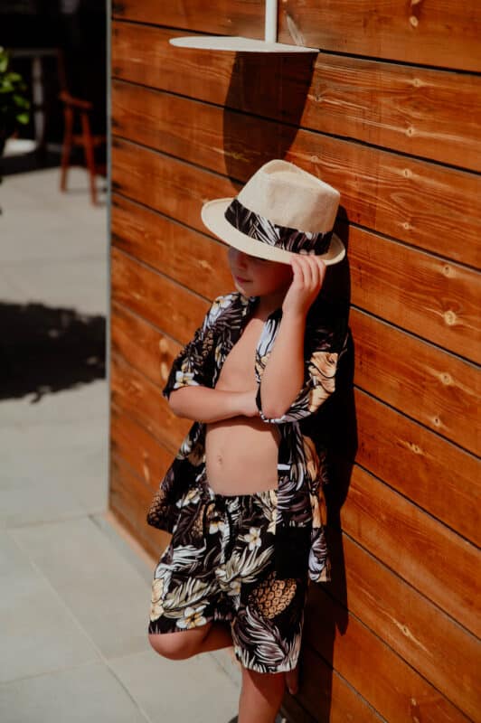 Μαγιό βερμούδα allover print black hawai