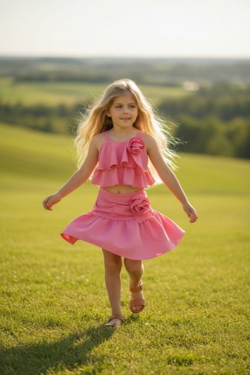 Σετ top με βολάνακια και Φούστα