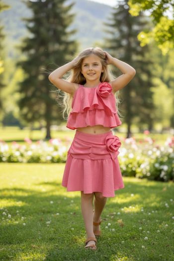 Σετ top με βολάνακια και Φούστα  - Image 2