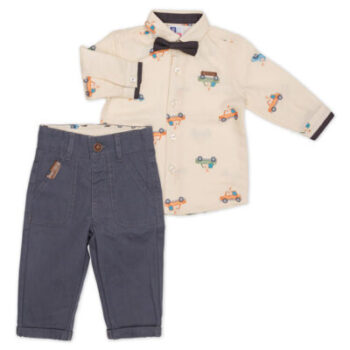 Σετ με πουκάμισο και παντελόνι - Μπεζ-μπλε - Image 2