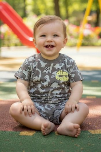 Σετ 3 τεμ. μπλούζα με 2 σορτς 100%cotton 8815 - Image 2