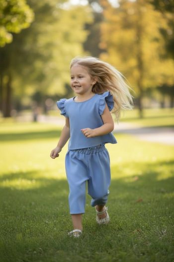 Σετ παντελόνι και τοπ μπλε-μωβ - Image 1