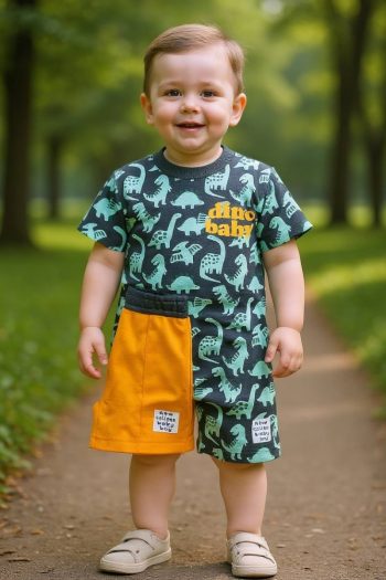 Σετ 3 τεμ. μπλούζα με 2 σορτς 100%cotton 8816 - Image 5