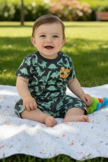 Σετ 3 τεμ. μπλούζα με 2 σορτς 100%cotton 8816 - Image 1