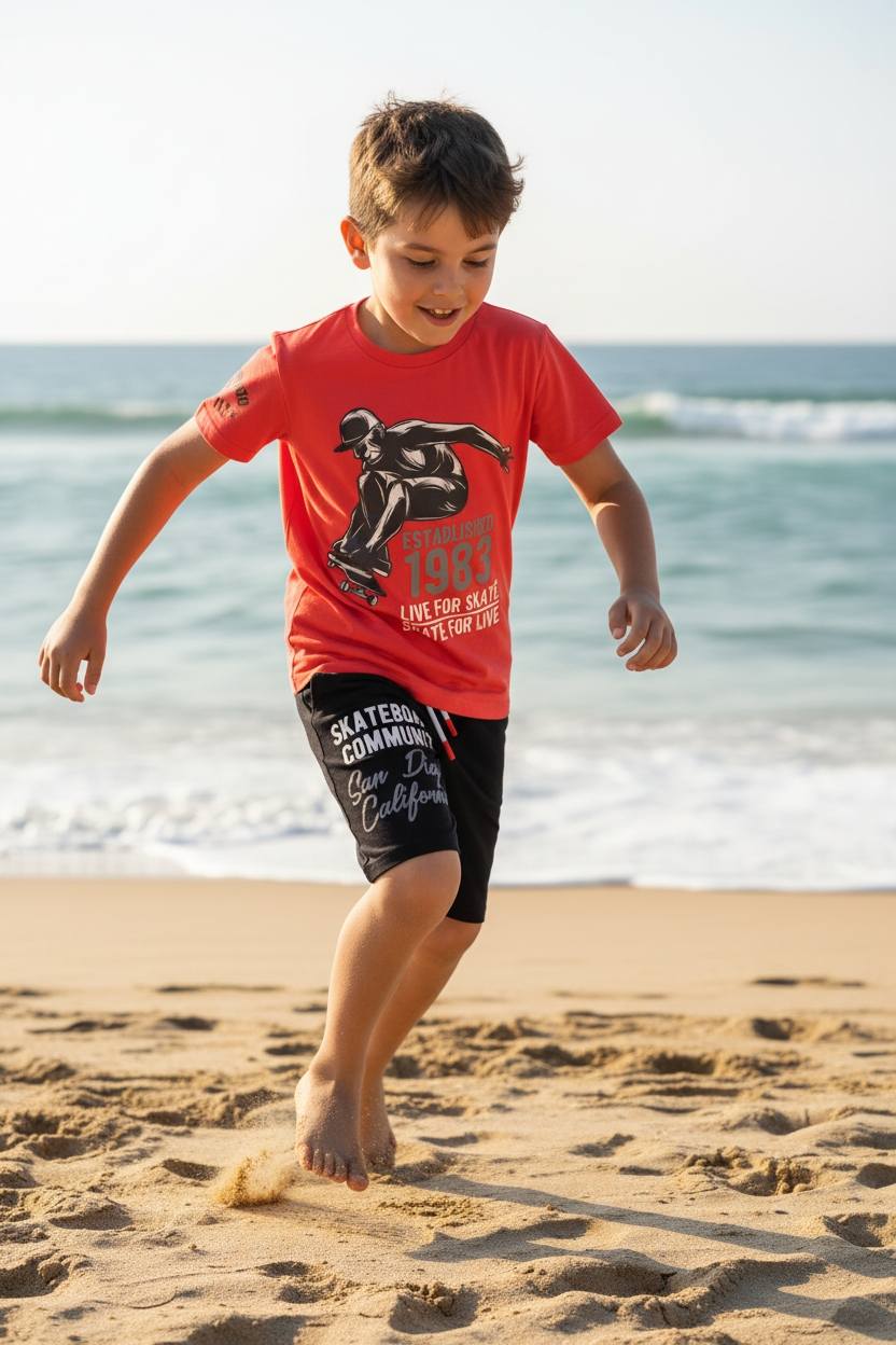 Σετ 3 τεμάχια μπλούζα με 2 βερμούδες