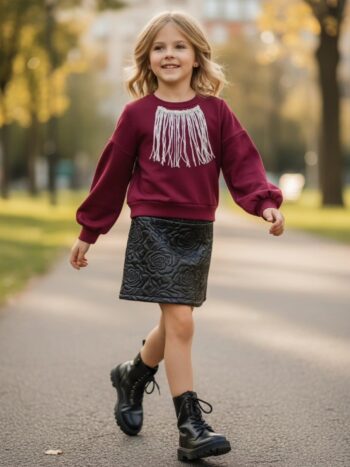 Σετ πλεκτο με φούστα δερματίνη - Image 1