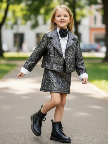 Σετ πλεκτο με φούστα δερματίνη - Image 3