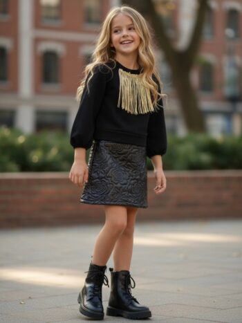 Σετ πλεκτο με φούστα δερματίνη - Image 5