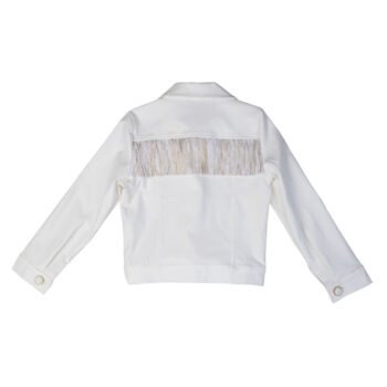 Μπουφάν εκρού με κρόσια πίσω στην πλάτη. - Image 4