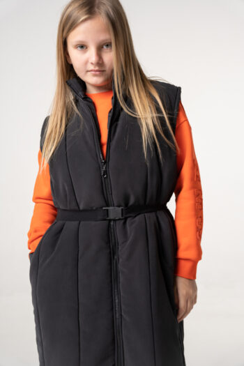 Αμάνικο μπουφάν με ζώνη και επενδύσει μαύρο - Image 2