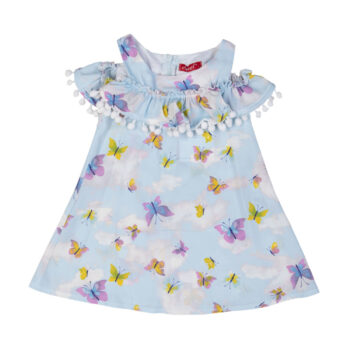 Μπεμπέ φόρεμα εμπριμέ σε σιέλ χρώμα - Image 1