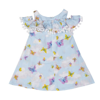 Μπεμπέ φόρεμα εμπριμέ σε σιέλ χρώμα - Image 2