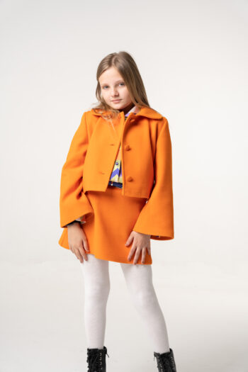 Σετ Παλτό κοντό με φούστα πορτοκαλί χρώμα - Image 1