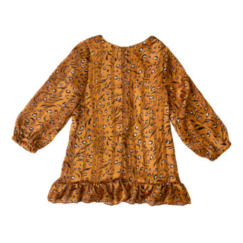 Μπεμπέ φόρεμα χειμερινό για κορίτσι μουσελίνα σε ώχρα λεοπάρ - Image 2