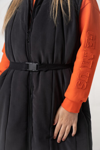 Αμάνικο μπουφάν με ζώνη και επενδύσει μαύρο - Image 5