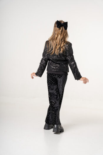 Παντελόνι βελουτέ με παγιέτα σε μαύρο χρώμα - Image 2