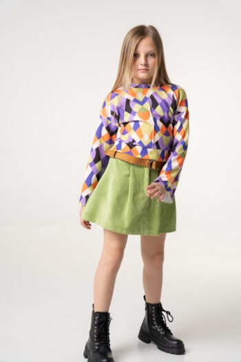 Φουστα κοτλέ με λάστιχο στο πίσω μέρος πράσινο χρώμα - Image 4