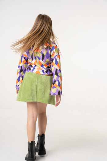 Φουστα κοτλέ με λάστιχο στο πίσω μέρος πράσινο χρώμα - Image 6