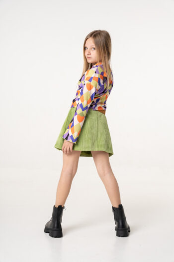 Φουστα κοτλέ με λάστιχο στο πίσω μέρος πράσινο χρώμα - Image 2