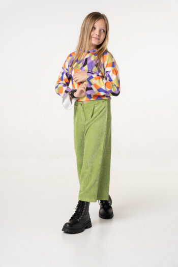 Παντελόνι κοτλέ με λάστιχο στο πίσω μέρος πράσινο χρώμα - Image 1