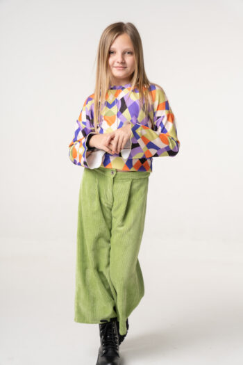 Παντελόνι κοτλέ με λάστιχο στο πίσω μέρος πράσινο χρώμα - Image 3