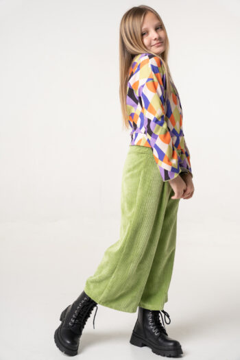 Παντελόνι κοτλέ με λάστιχο στο πίσω μέρος πράσινο χρώμα - Image 2