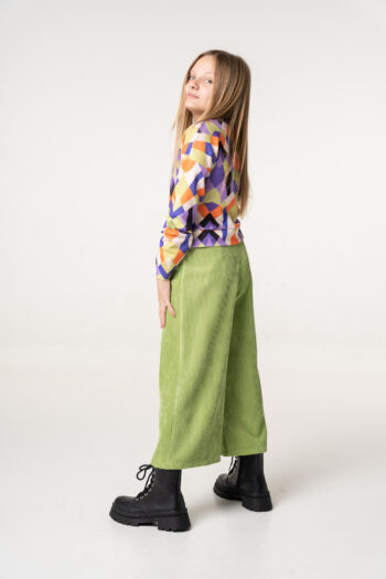 Παντελόνι κοτλέ με λάστιχο στο πίσω μέρος πράσινο χρώμα - Image 5