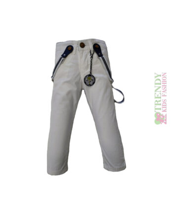 Παντελόνι υφασμάτινο με τιράντες Ice λευκο 20200 - Image 1