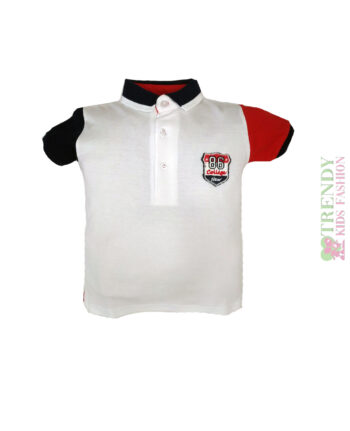 Μπλούζα Polo λευκή με γιακά μπλε - Image 1