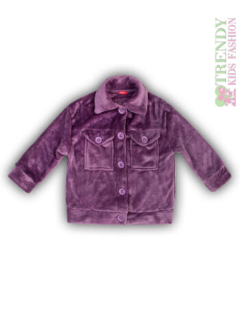 Παιδική χειμερινή ζακέτα fleece για κορίτσι μοβ με κουμπιά - Image 2