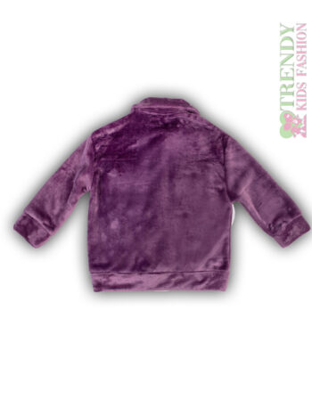 Παιδική χειμερινή ζακέτα fleece για κορίτσι μοβ με κουμπιά - Image 3