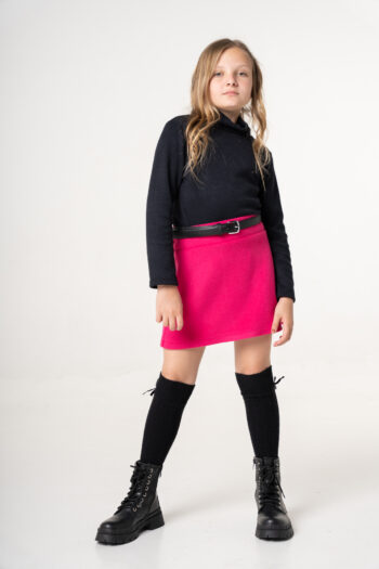 Φουστα με λάστιχο στο πίσω μέρος φουξ χρώμα - Image 4