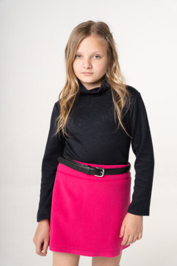 Φουστα με λάστιχο στο πίσω μέρος φουξ χρώμα - Image 3