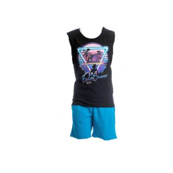 Εφηβικό σετ με βερμούδα και μπλουζάκι με τύπωμα 100% cotton - Image 1