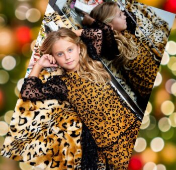 Φόρεμα μακρυμάνικο από μαύρο τούλι λεοπάρ - Image 1