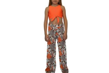 Παντελόνα all-over πορτοκαλί floral - Image 3