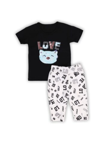 Σετ με κολάν - Μαύρο, μελανζέ, τύπος - Image 2